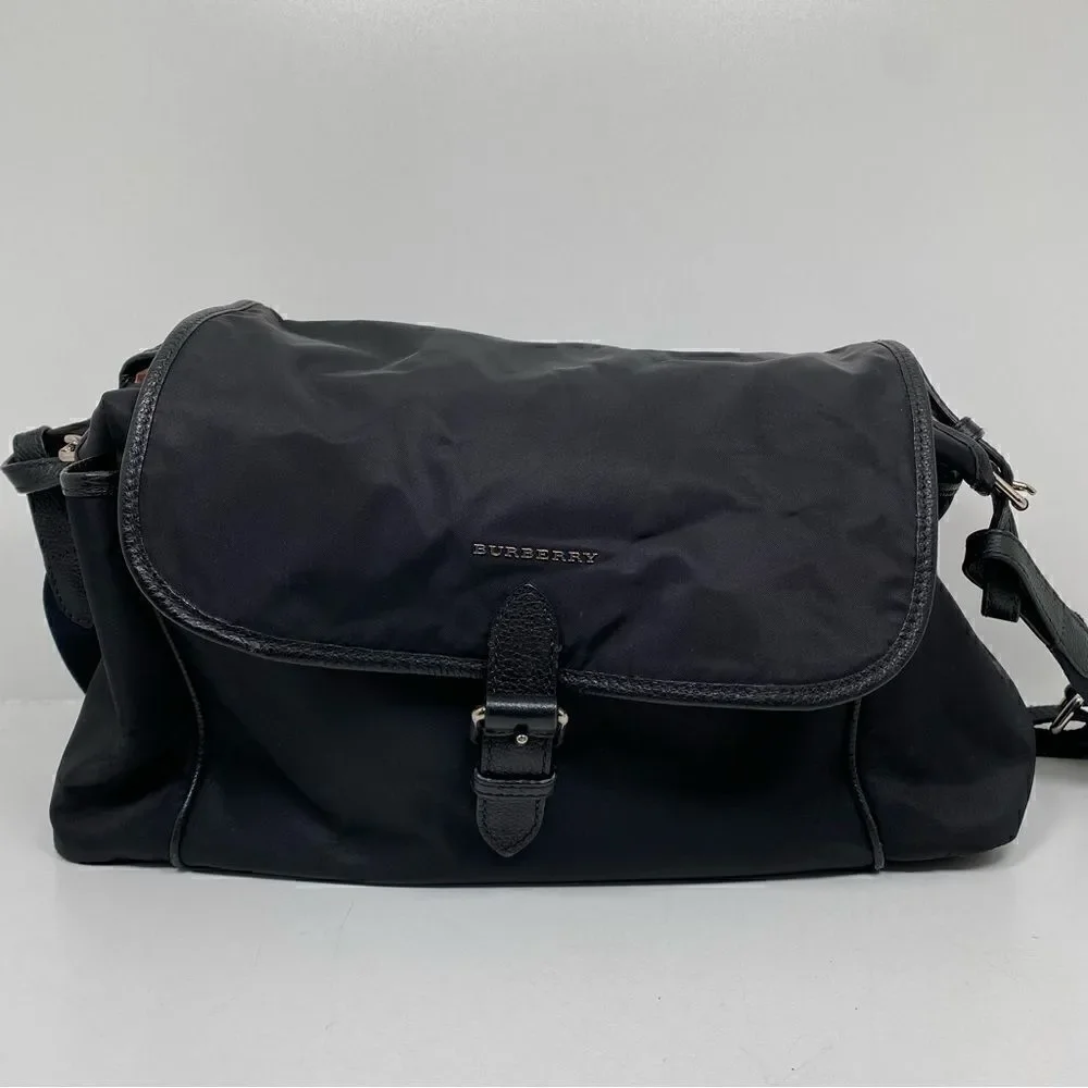 Burberry Flap Nylon Diaper Bag Black